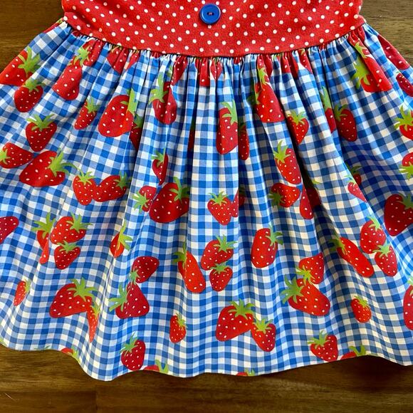 Eleanor Rose Red Blue Gingham Polka Dot Strawberry Fields Judy Dress 4/5 - Picture 4 of 7